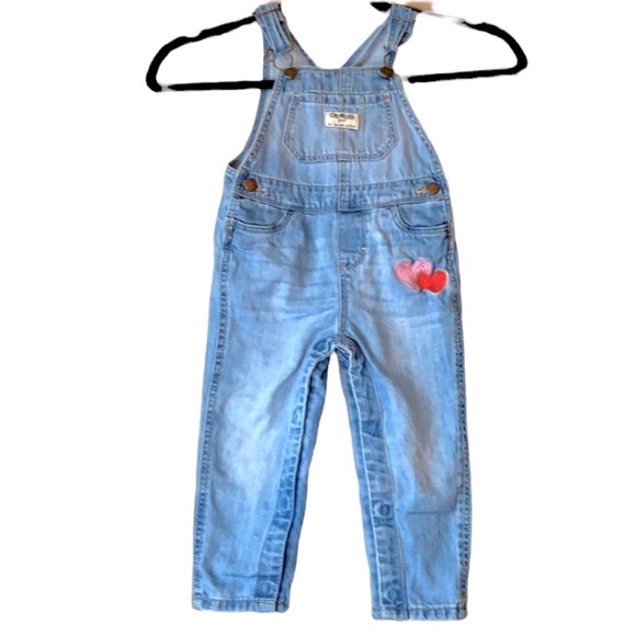 OshKosh B'gosh Other - OshKosh B'gosh Girl's Heart Embroidered Jean Overalls Size 18-24 Months